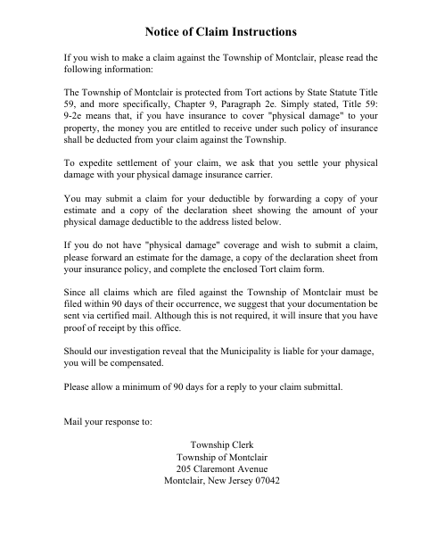First page of the Notice of Claim
