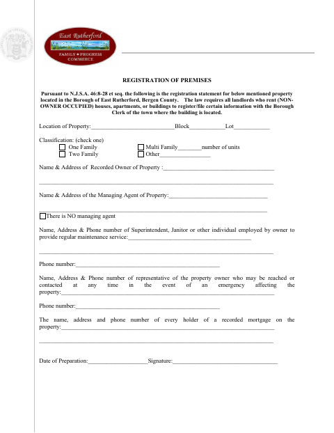 First page of the Landlord Registration Form