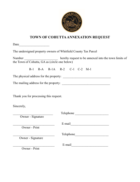 First page of the Annexation Request