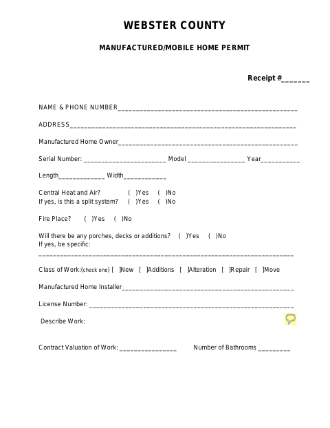 First page of the Manufactured/Mobile Home Permit