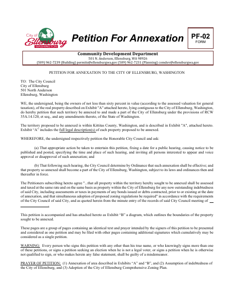 First page of the Petition For Annexation