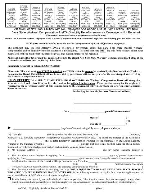 First page of the Workers’ Compensation and Disability Benefits Insurance Affidavit