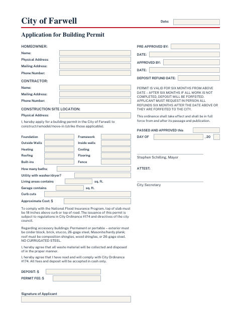 First page of the Application for Building Permit