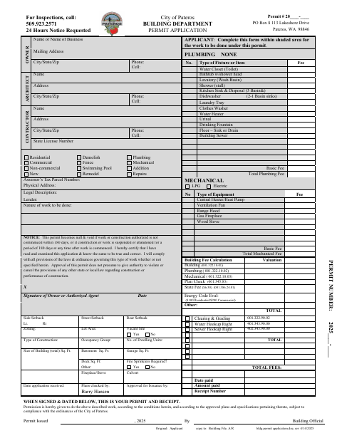 First page of the Building Permit Application