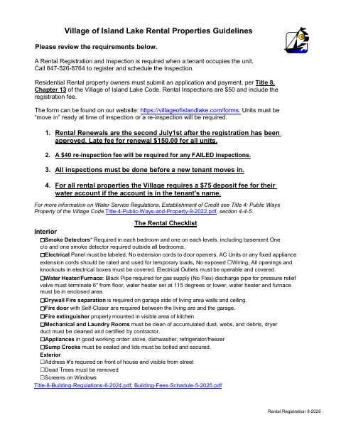 First page of the Rental Registration Application