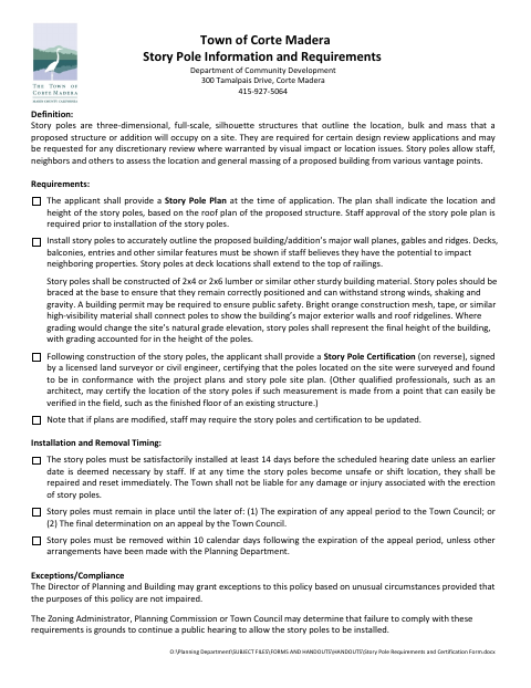 First page of the Story Pole Information And Requirements