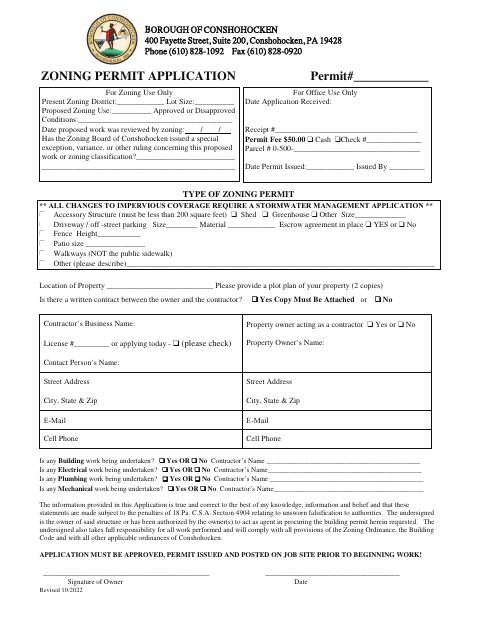 First page of the Zoning Permit Application
