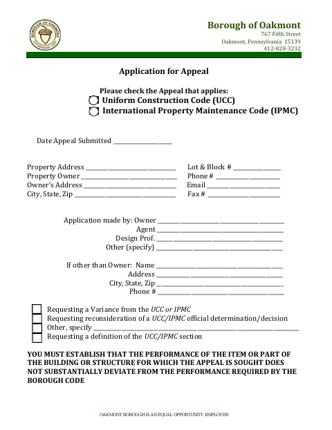 First page of the Application for Appeal (UCC/IPMC)