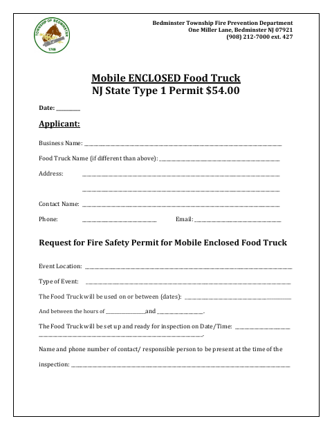 First page of the Food Truck Permit & Requirements