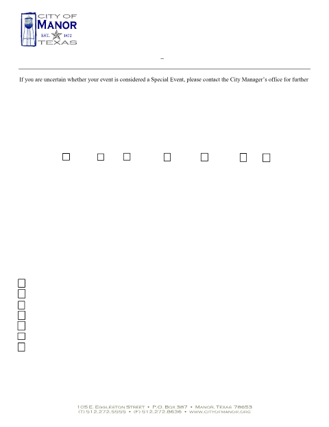 First page of the Park Rental / Special Event Application