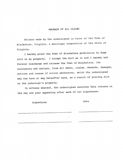First page of the Fill Dirt Request