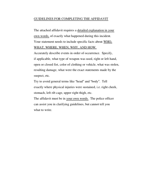 First page of the Affidavit in Support of Criminal Complaint