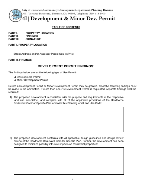 First page of the Development & Minor Development Permit