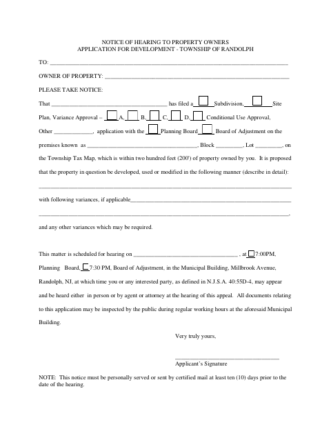 First page of the Notice of Hearing and Affidavit of Proof of Service