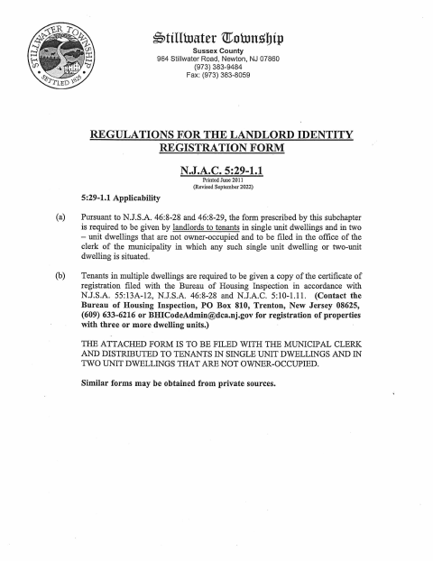 First page of the Landlord Identity Registration Form