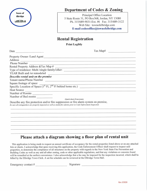 First page of the Rental Registration & Consent Application