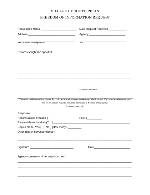 First page of the Freedom of Information Request