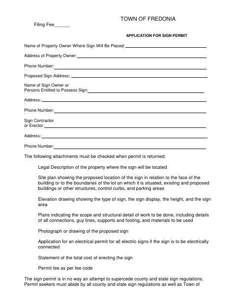First page of the Application for Sign Permit