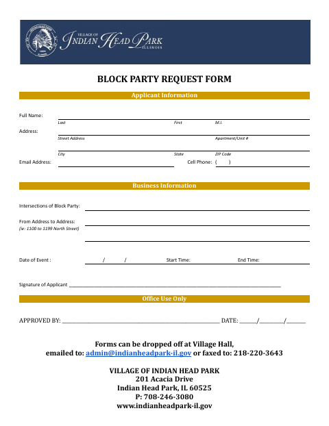 First page of the Block Party Request Form
