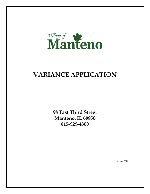First page of the Variance Application Petition