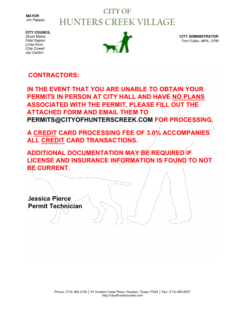 First page of the Authorization for One Time Credit Card Use