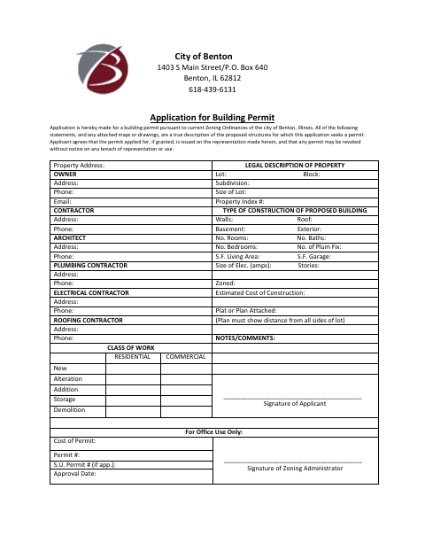 First page of the Application for Building Permit