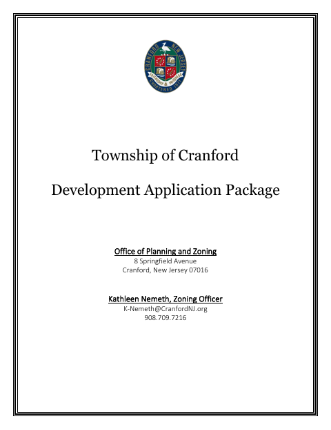 First page of the Development Application Package