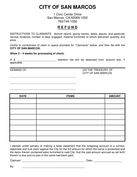 First page of the Refund