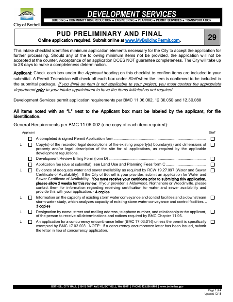 First page of the PUD Preliminary and Final
