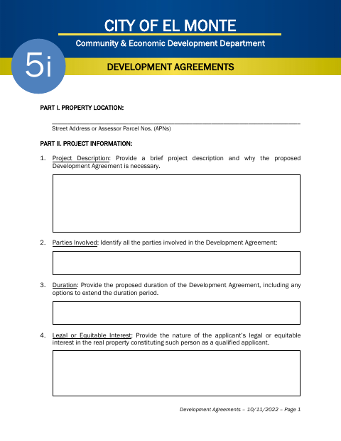 First page of the Development Agreements