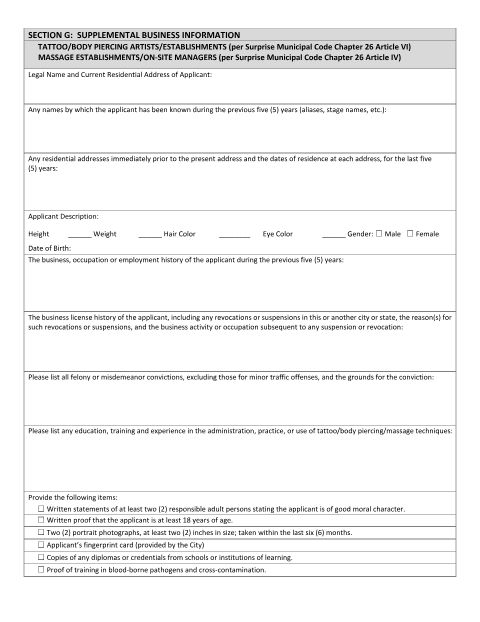 First page of the Tattoo and Massage Establishments