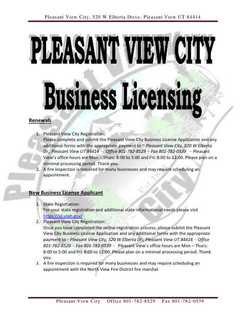 First page of the Business License Application