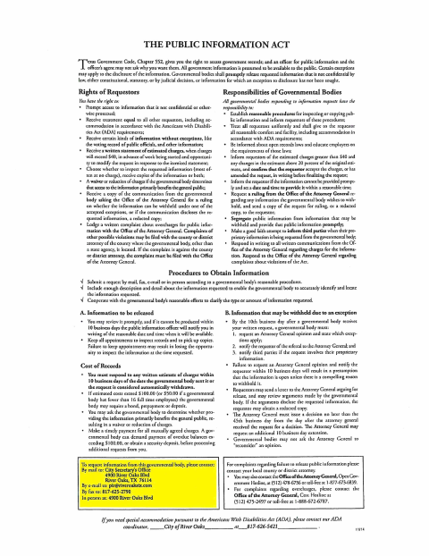 First page of the Open Records Request