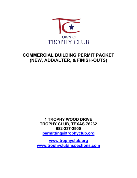 First page of the Commercial Building Permit Packet