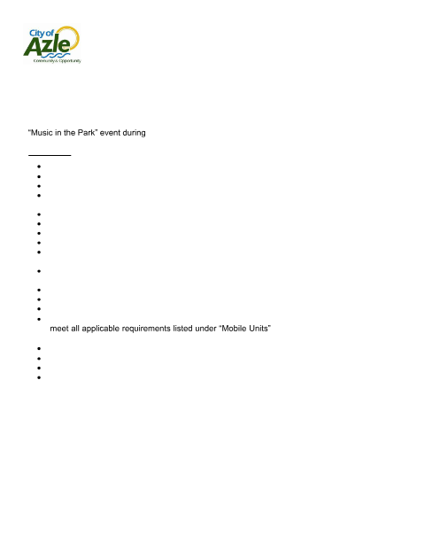 First page of the Special Events Mobile Food Truck Requirements and Application