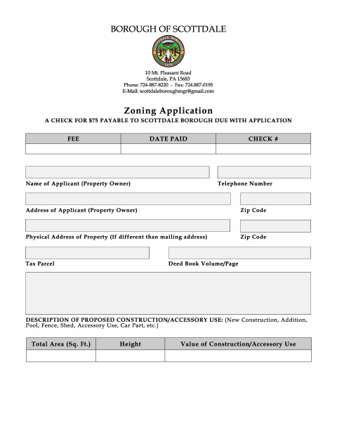 First page of the Zoning Permit Application