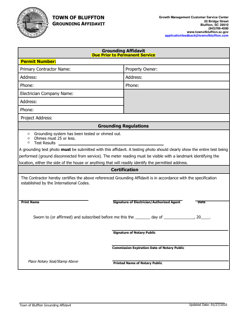 First page of the Grounding Affidavit