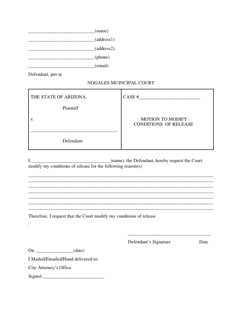 First page of the Motion to Modify Conditions of Release