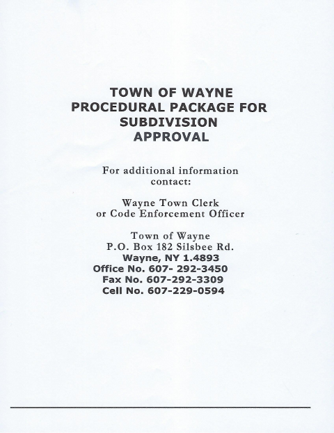 First page of the Subdivision Approval Application