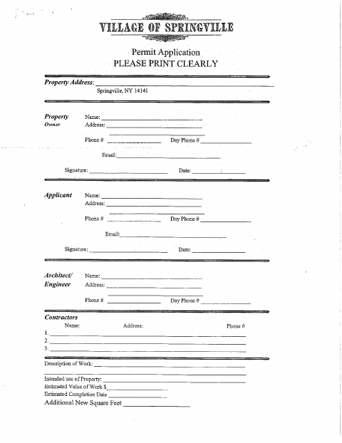 First page of the General Building Permit Application