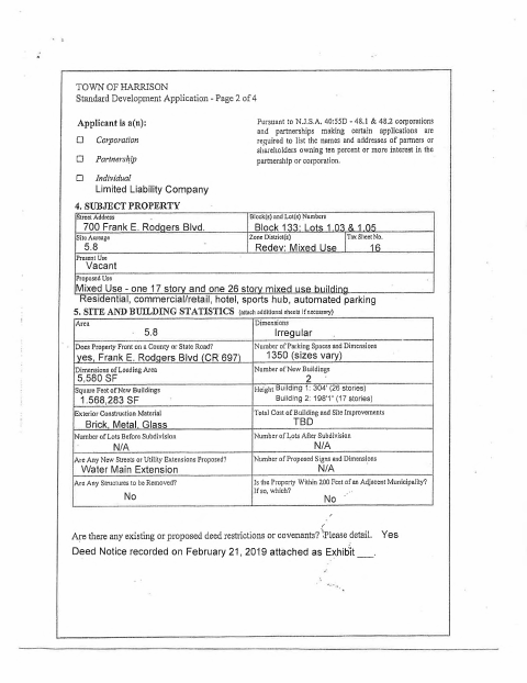 First page of the Standard Development Application