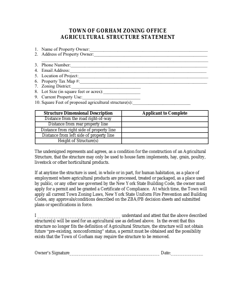 First page of the Agricultural Structure Statement