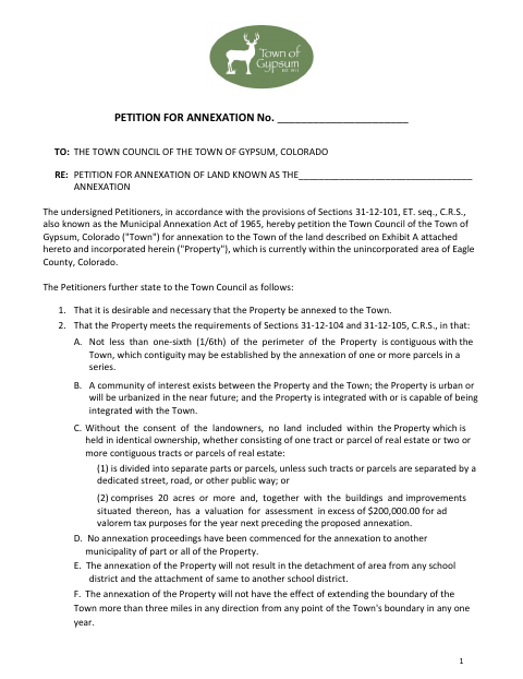 First page of the Petition for Annexation