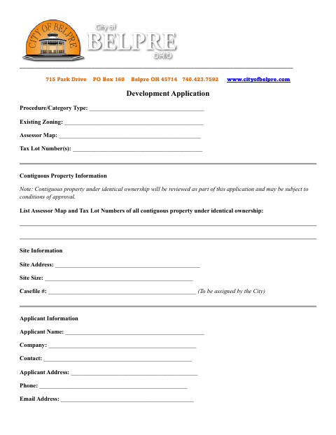 First page of the Development Application