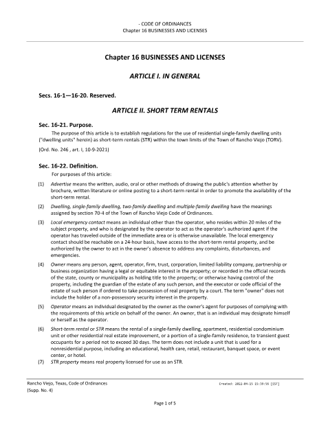 First page of the Special Use Permit Short-Term Rental Application
