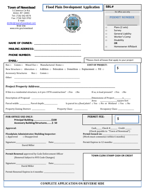 First page of the Flood Plain Development Application