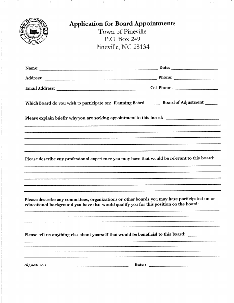 First page of the Application for Board Appointments