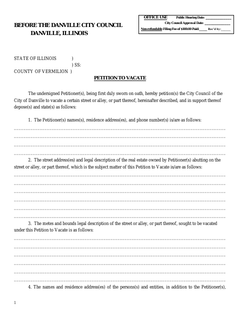 First page of the Petition to Vacate