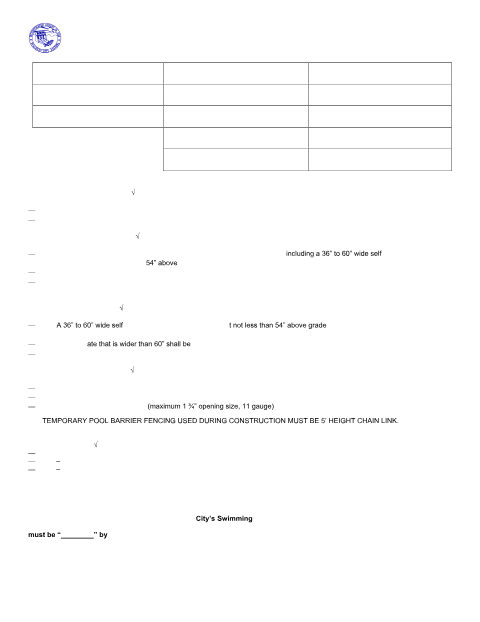 First page of the Pool Barrier Checklist and Agreement