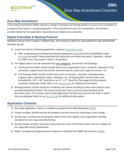 First page of the Zone Map Amendment and Owner Certification